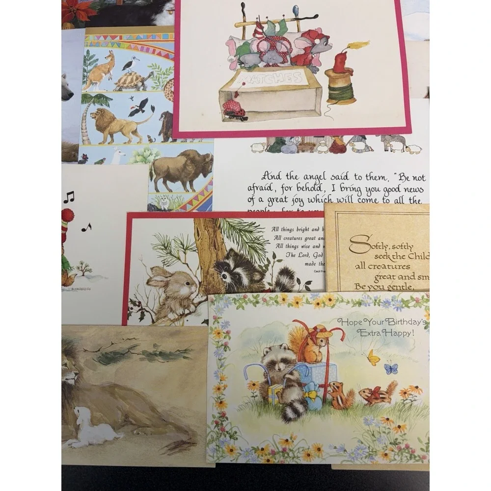 Vintage Animal Christmas Cards Fronts ONLY Scrapbooking Crafts Decoupage 50+